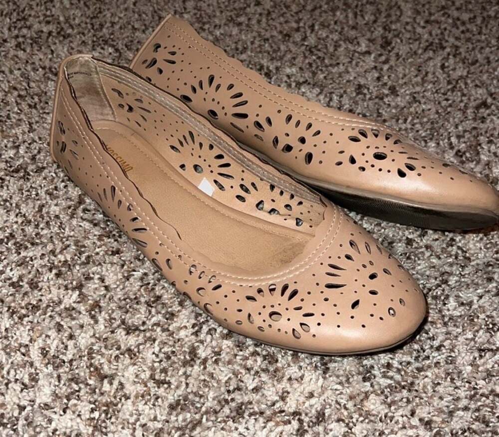 Mossimo Supply Co. Women's Perforated Faux Leather Ballet Flats in Beige